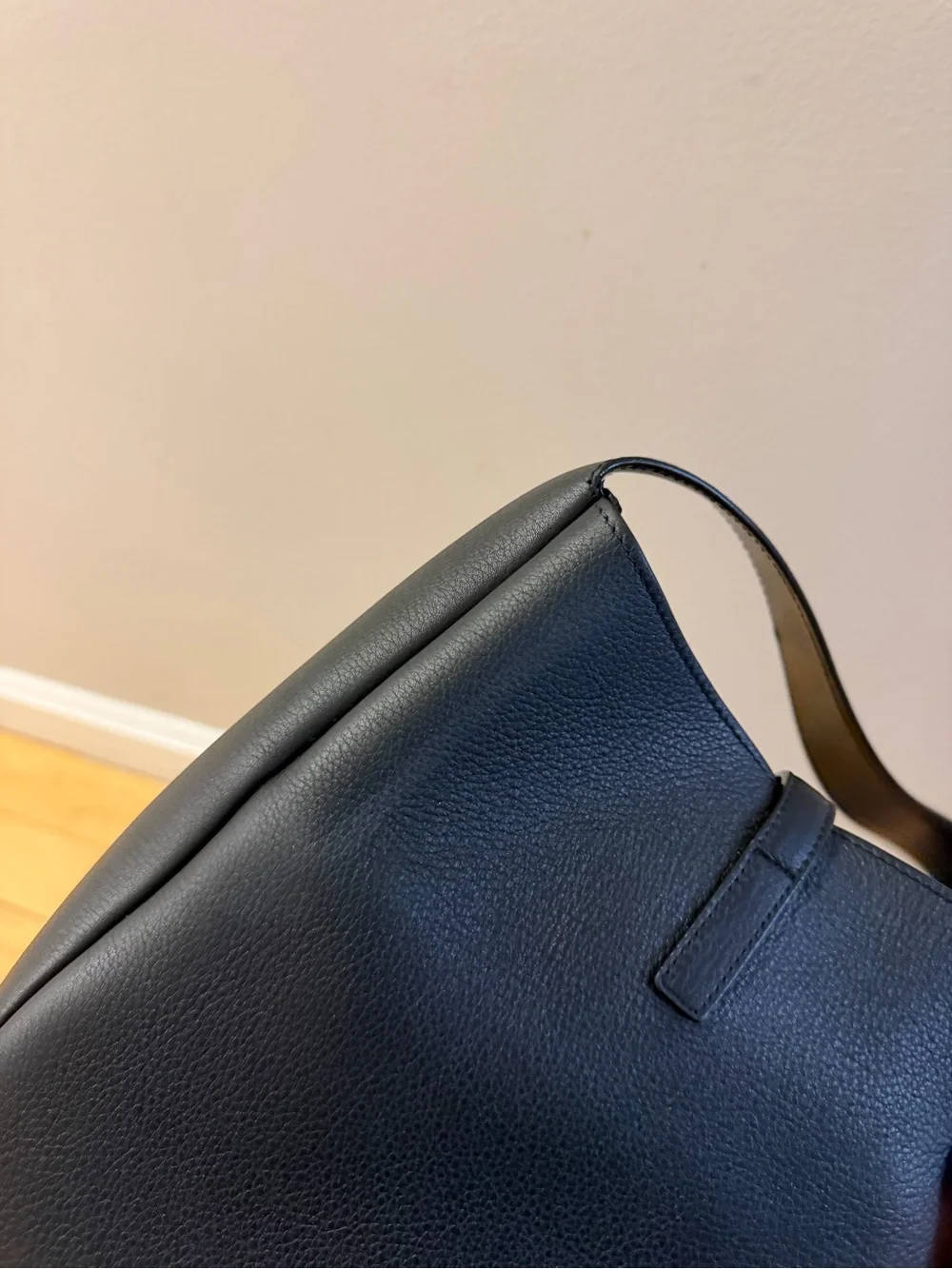 Saint Laurent Grained Leather YSL Shoulder Bag with Gold Hardware